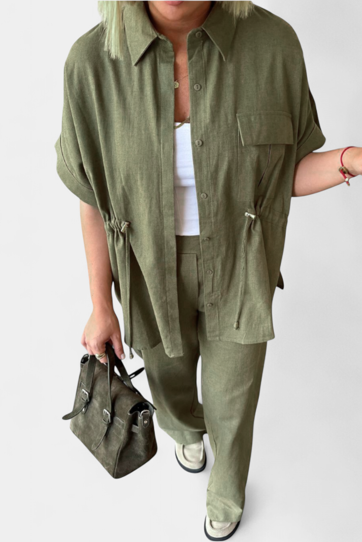 Lani Camisa e Calças Relaxadas de Algodão e Linho