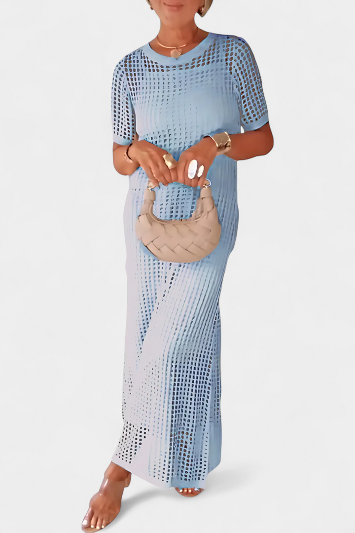 Balbina Dviejų Dalių Suknelė su Platų Kaklu ir Iškirptėmis