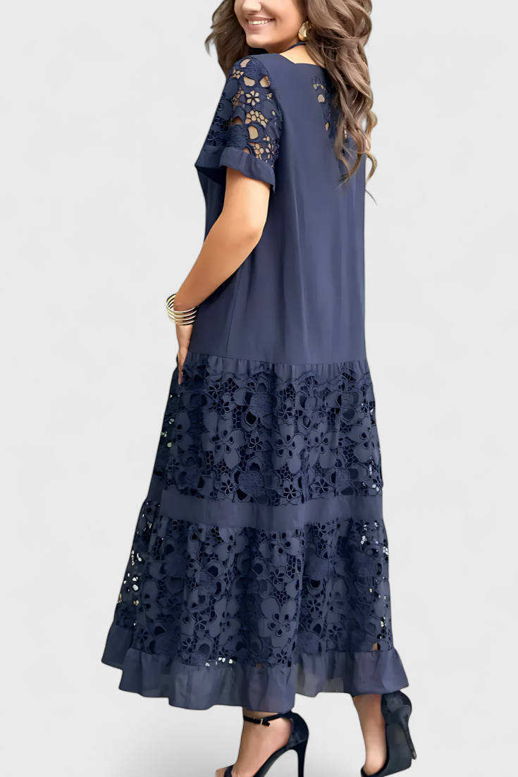 Vestido Midi Marquise com Drapagem Marcante