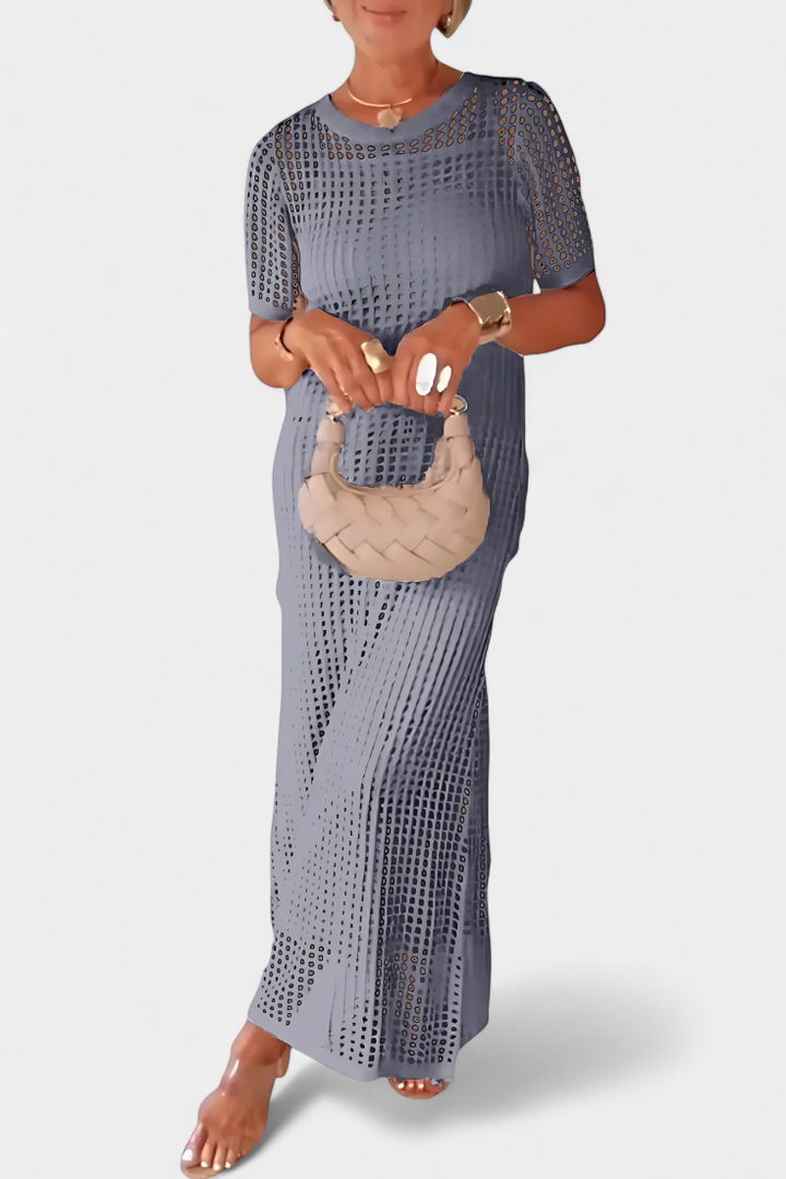 Balbina Dviejų Dalių Suknelė su Platų Kaklu ir Iškirptėmis