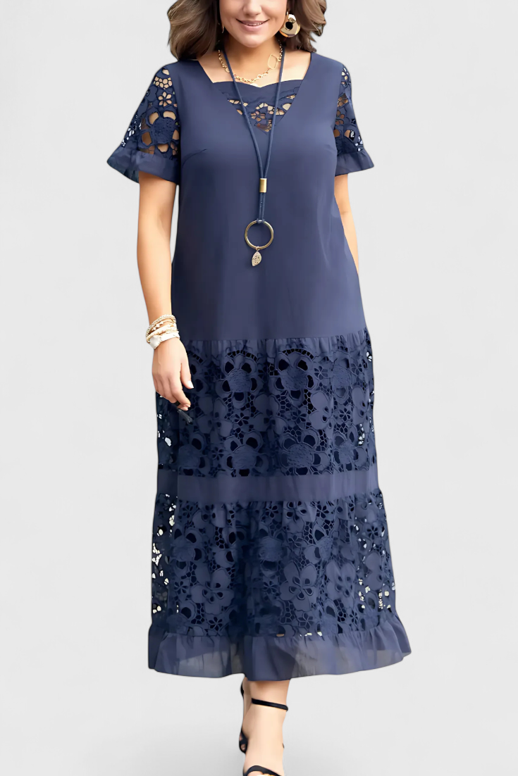 Vestido Midi Marquise com Drapagem Marcante