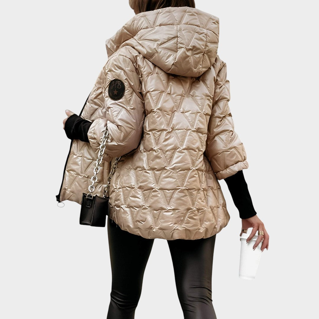 Christina™ | Pataisytos stiliaus striukė su gobtuvu