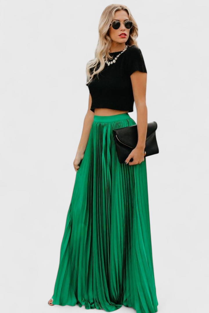 Saia Plissada Mila com Cintura Alta