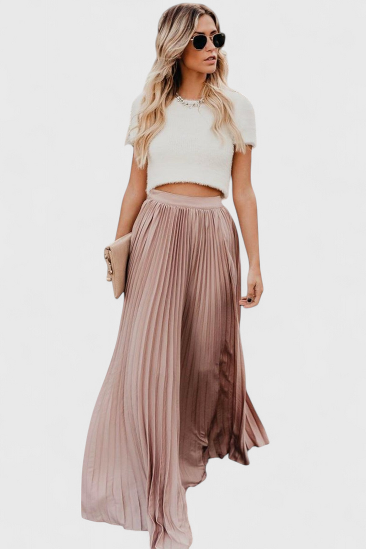 Saia Plissada Mila com Cintura Alta