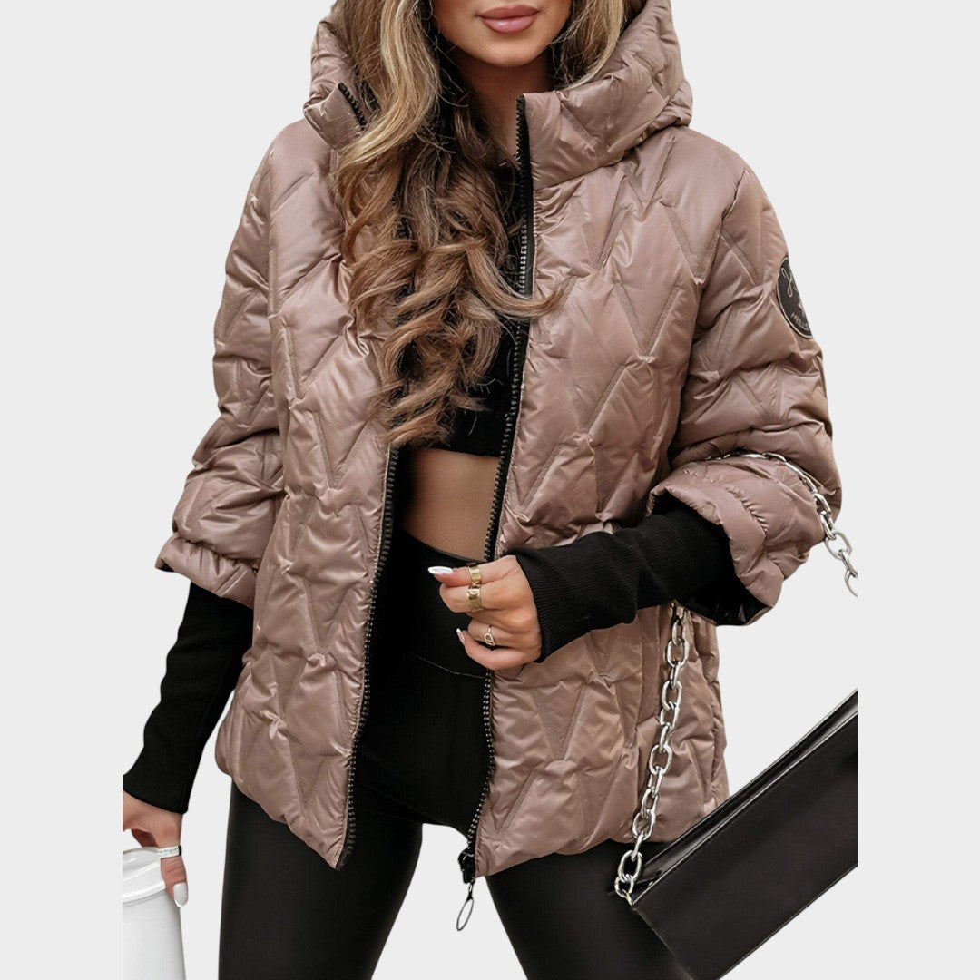 Christina™ | Pataisytos stiliaus striukė su gobtuvu