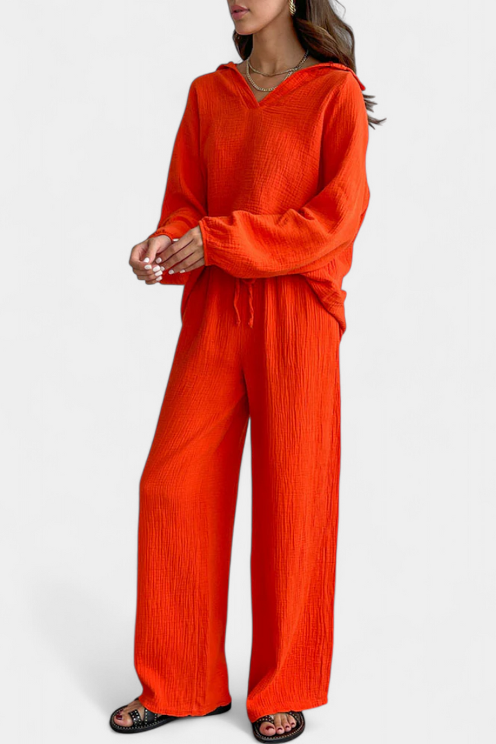 Aya Dviejų Dalių Medvilnės Komplektas su V-formos Iškirpte