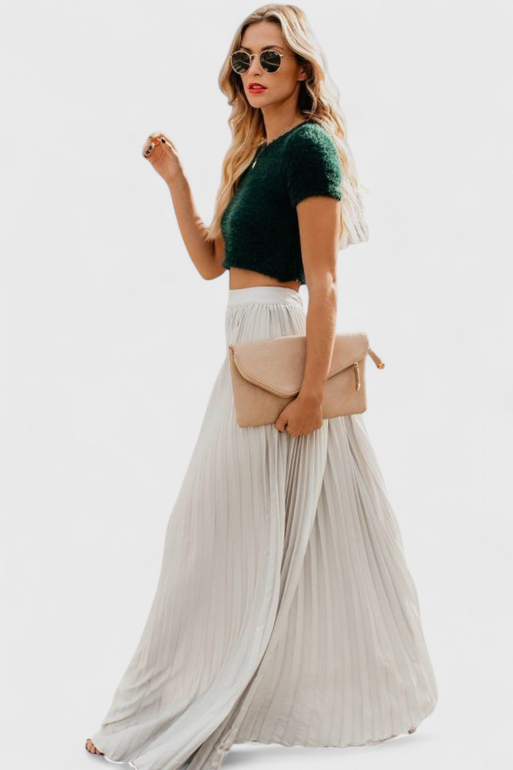 Saia Plissada Mila com Cintura Alta