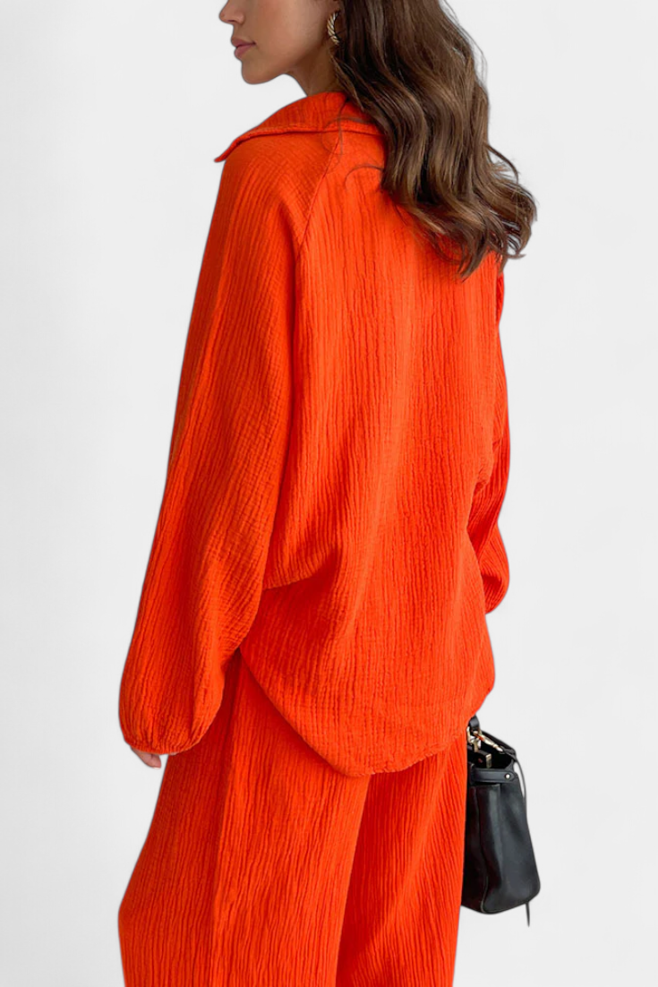 Aya Dviejų Dalių Medvilnės Komplektas su V-formos Iškirpte