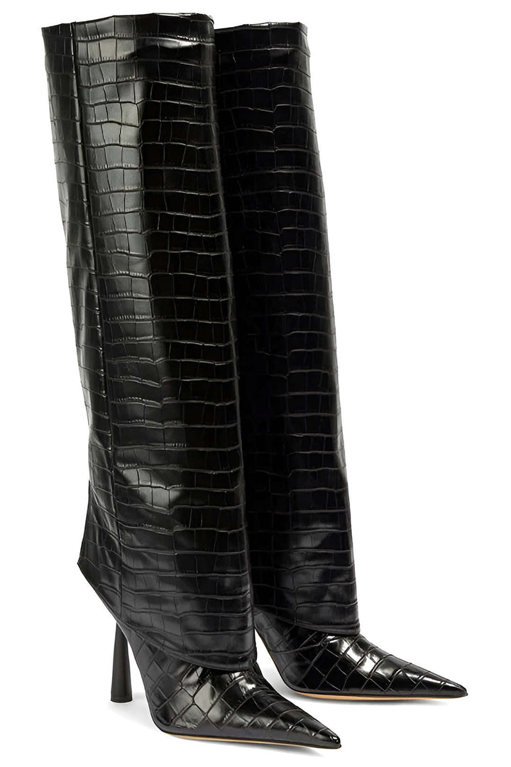 Krokodilo Oda Aukštakulniai Batai su Smailiu Purnu
