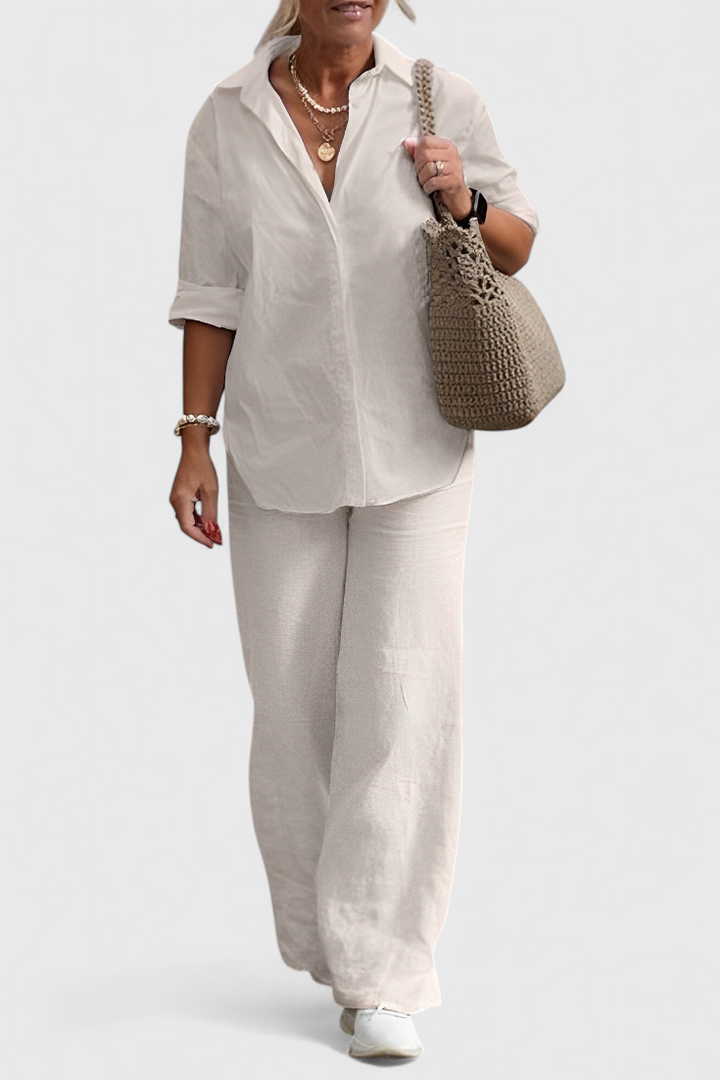 Conjuntos Skye de Linho e Algodão com Silhueta Solta