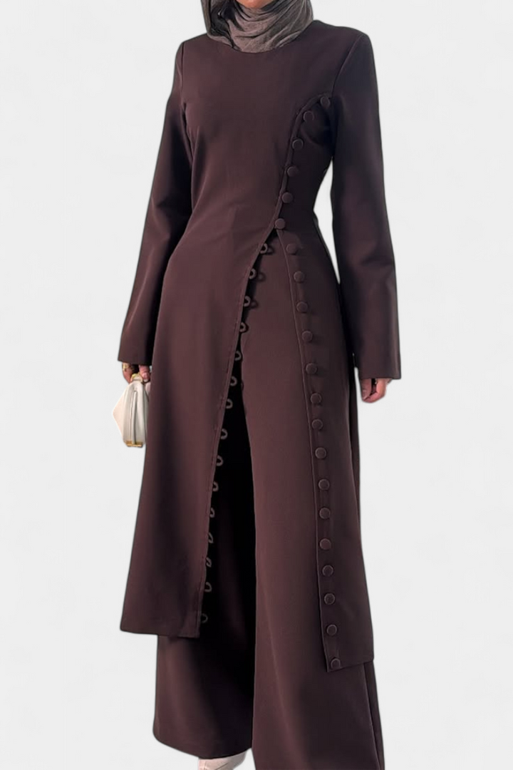 Melissa Klasiska Blusa Macia com Botões e Calças Longas