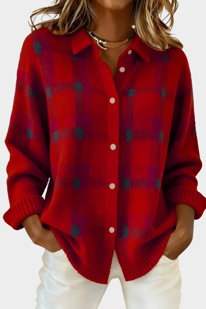 Mara | Casaco de malha suave e xadrez