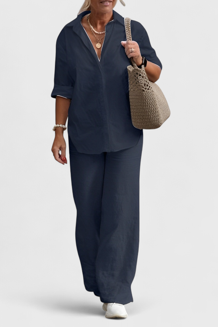 Conjuntos Skye de Linho e Algodão com Silhueta Solta