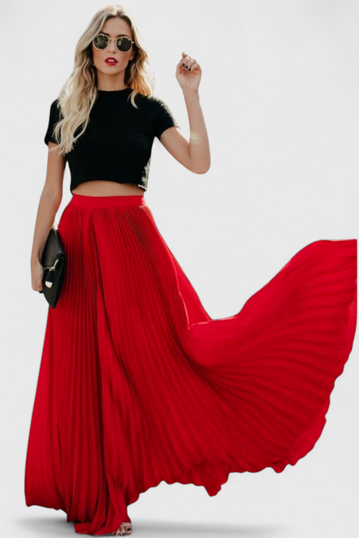 Saia Plissada Mila com Cintura Alta