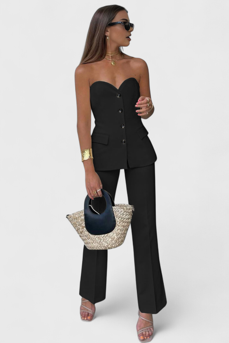 Conjunto Paesha sem mangas e de perna larga