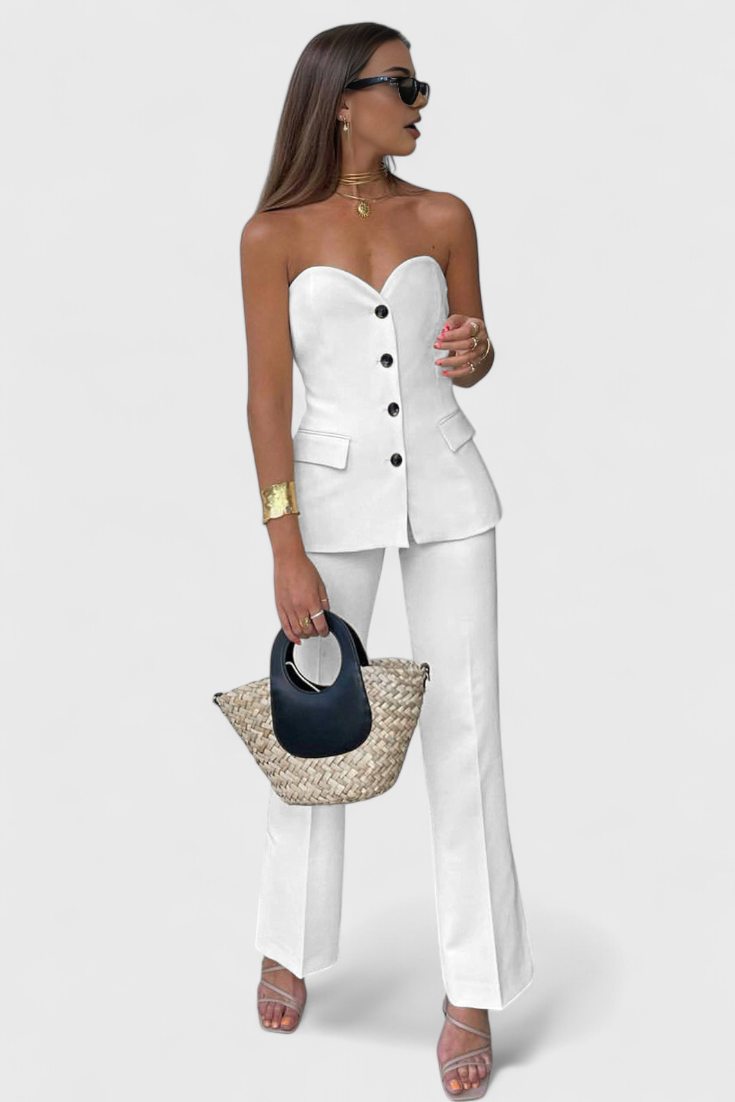 Conjunto Paesha sem mangas e de perna larga