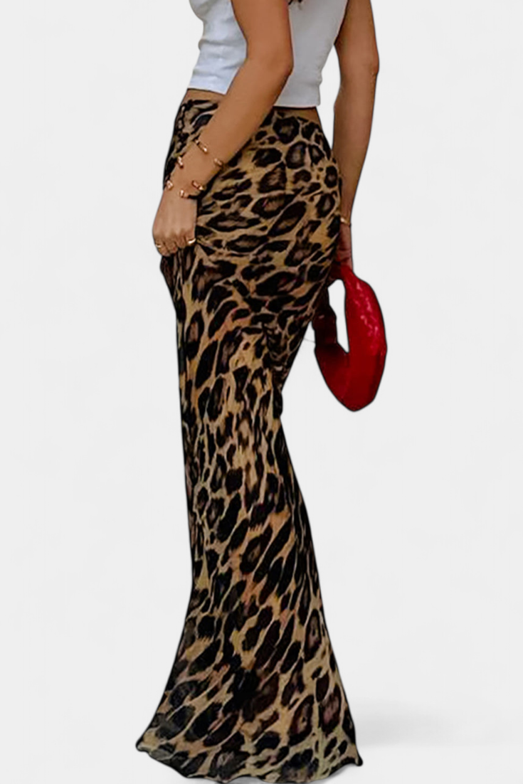 Elena Falda Maxi Slim com Estampa de Leopardo