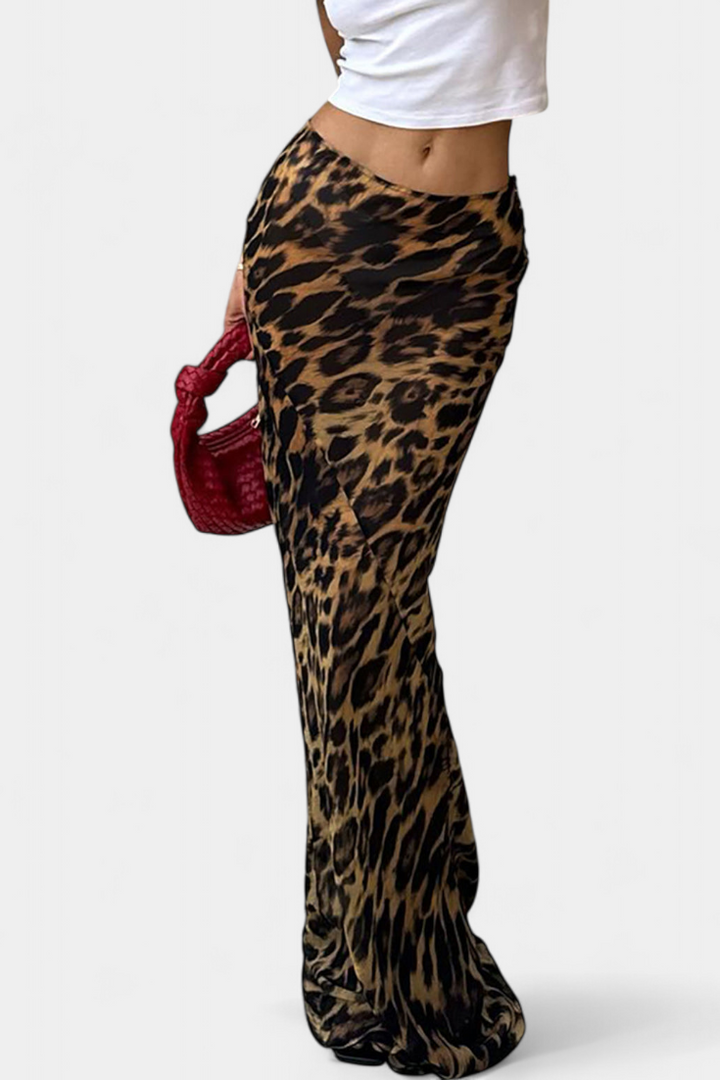 Elena Falda Maxi Slim com Estampa de Leopardo