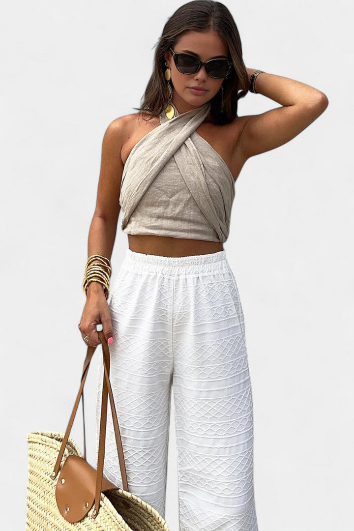 Lena | Top Cruzado sem Costas com Nó e Estilo Halter