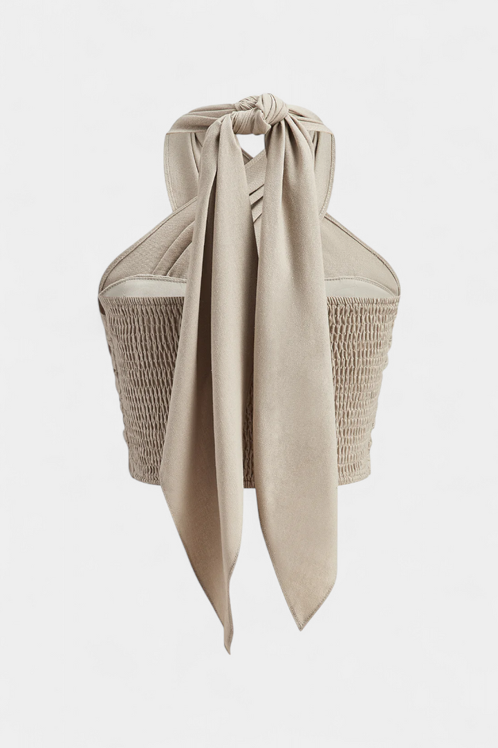 Lena | Top Cruzado sem Costas com Nó e Estilo Halter