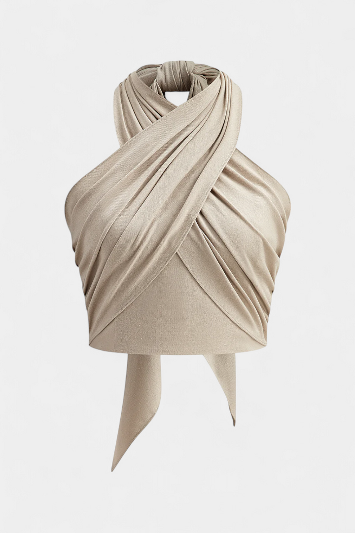 Lena | Top Cruzado sem Costas com Nó e Estilo Halter