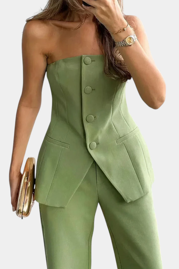 Conjunto de Top e Calças Largas de Estilo Minimalista Ekaterina