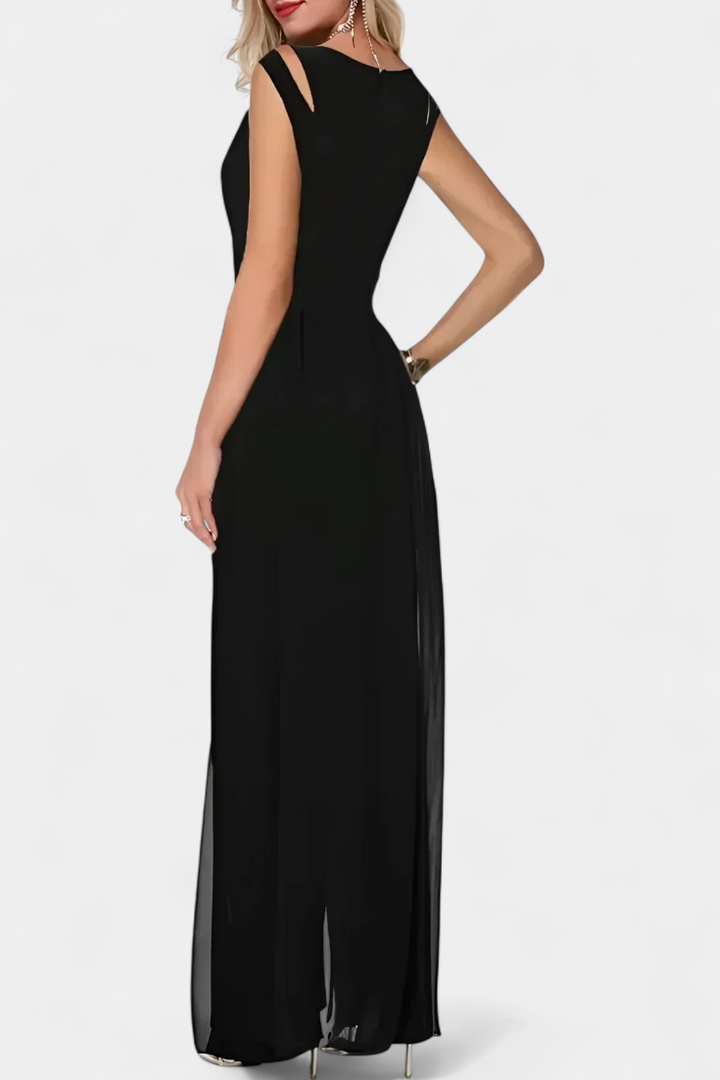 Nadia Mono Elegante sem Mangas com Transparência Frontal