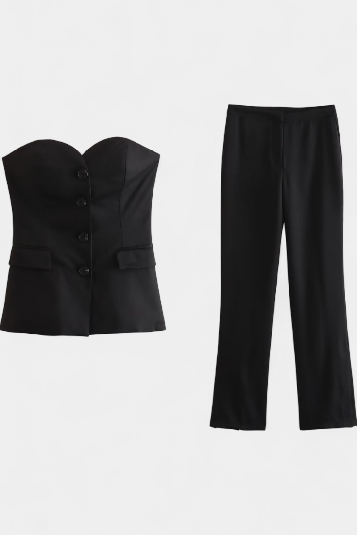 Conjunto Paesha sem mangas e de perna larga