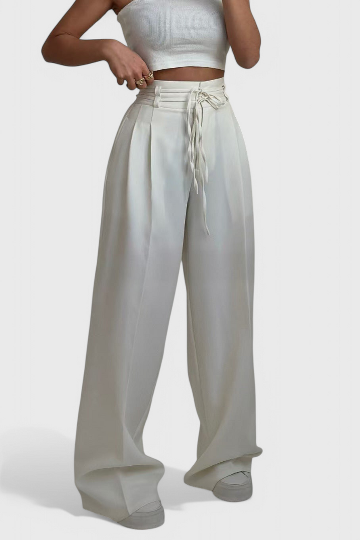 Sophie pločių kojų kelnės su raišteliais