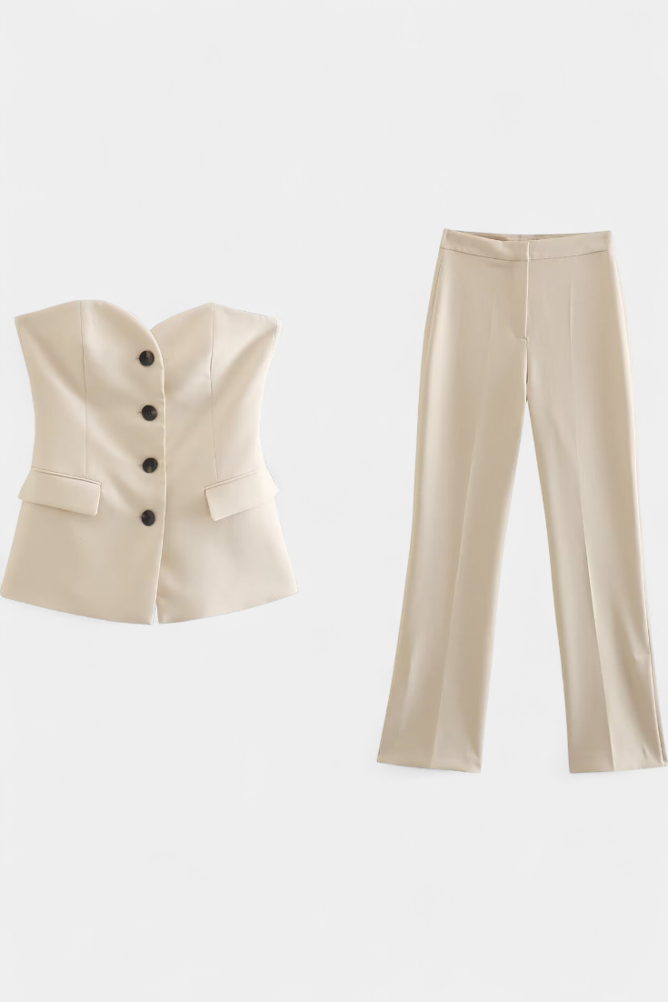 Conjunto Paesha sem mangas e de perna larga