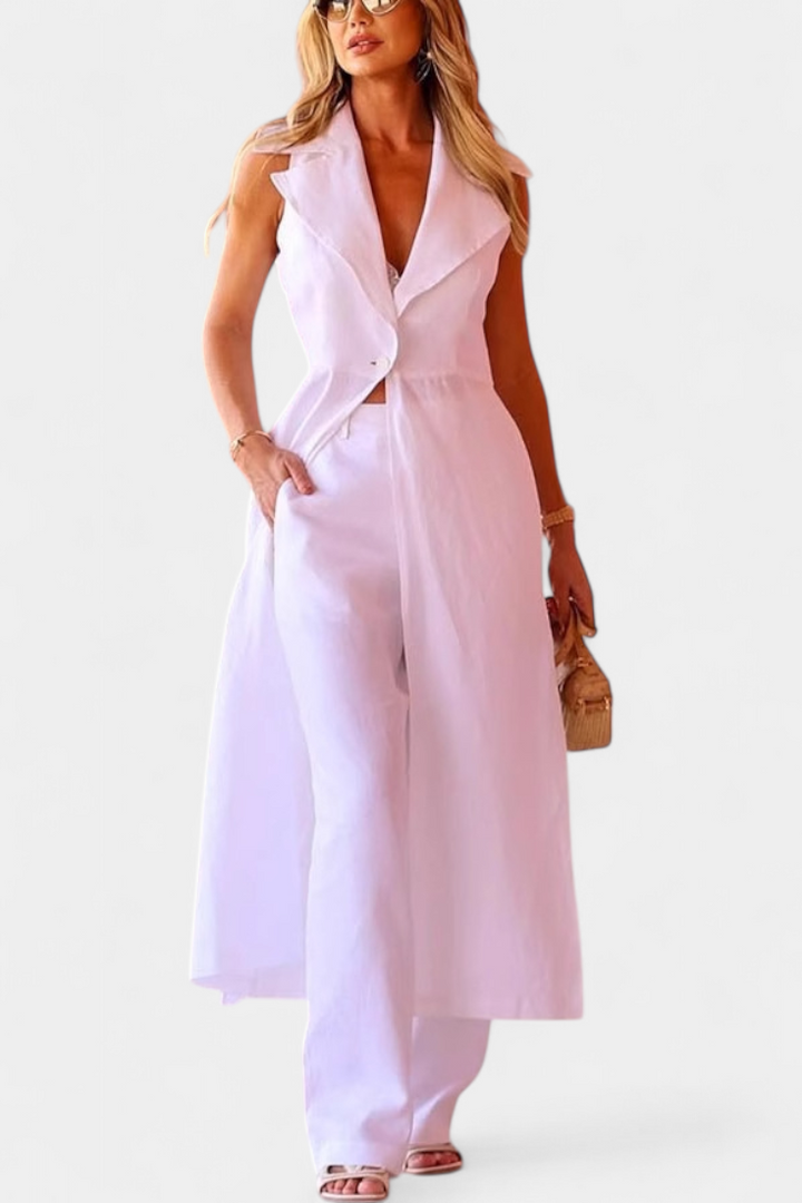 Conjunto Eider com Colete Longo e Calças Retas