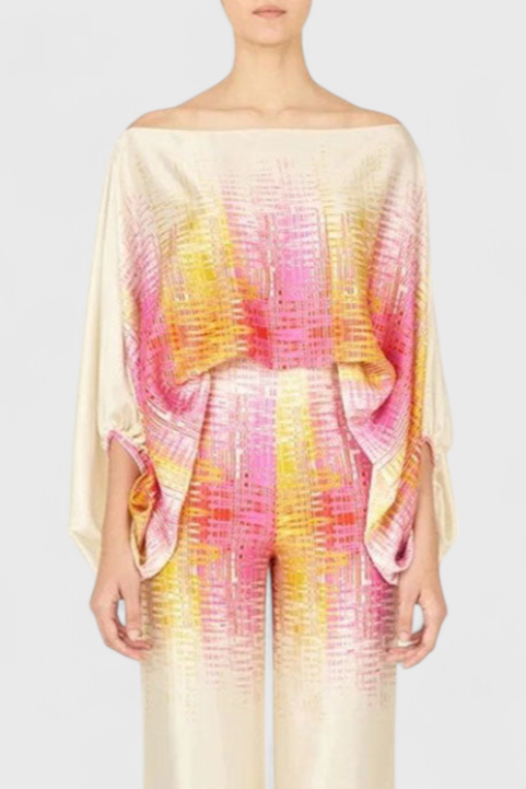 Conjuntos Sybella de Duas Peças com Ombros Descobertos e Calças Largas