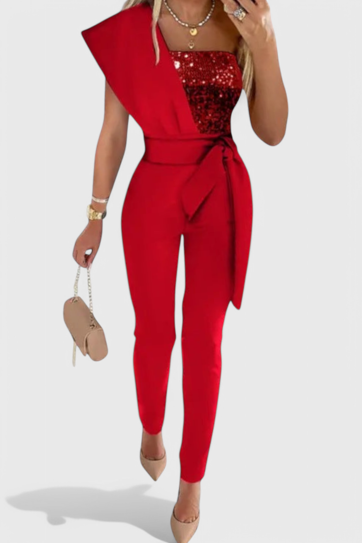 Conjunto de Lantejoulas Layla Viena de Um Ombro