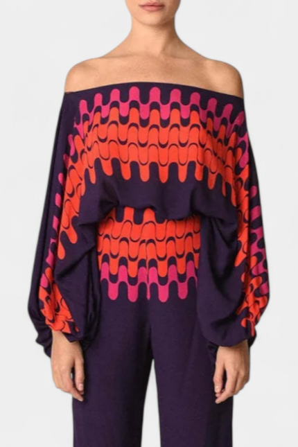 Conjuntos Sybella de Duas Peças com Ombros Descobertos e Calças Largas