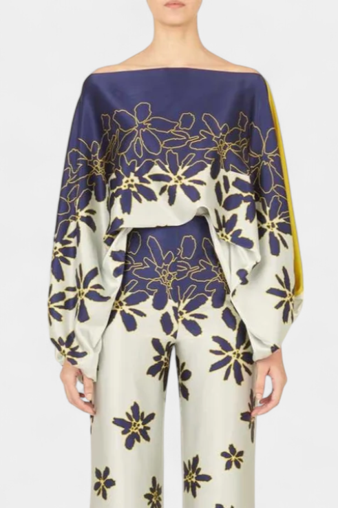 Conjunto Sybella de Duas Peças com Ombros Descobertos e Calças Largas de Inverno