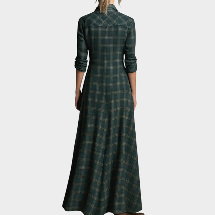 Calipso™ | Vestido de camisa de quadrados verdes longos