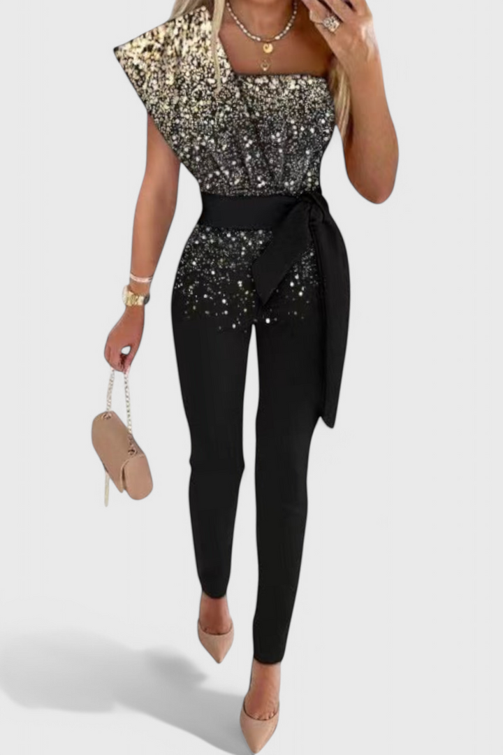 Conjunto de Lantejoulas Layla Viena de Um Ombro