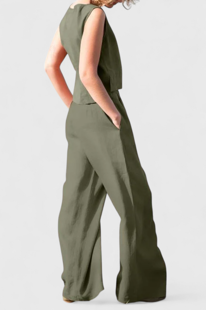 Conjunto Yvanne Vintage Sem Mangas para o Verão