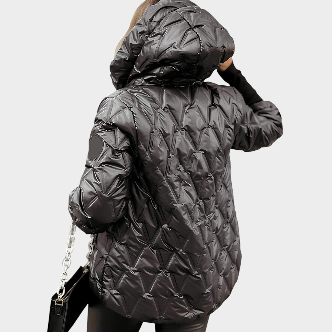 Christina™ | Pataisytos stiliaus striukė su gobtuvu