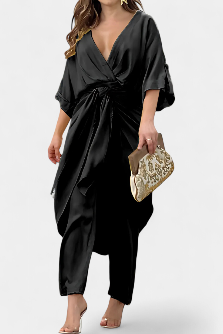 Conjunto Mayleen com Top Cruzado e Calças Retas