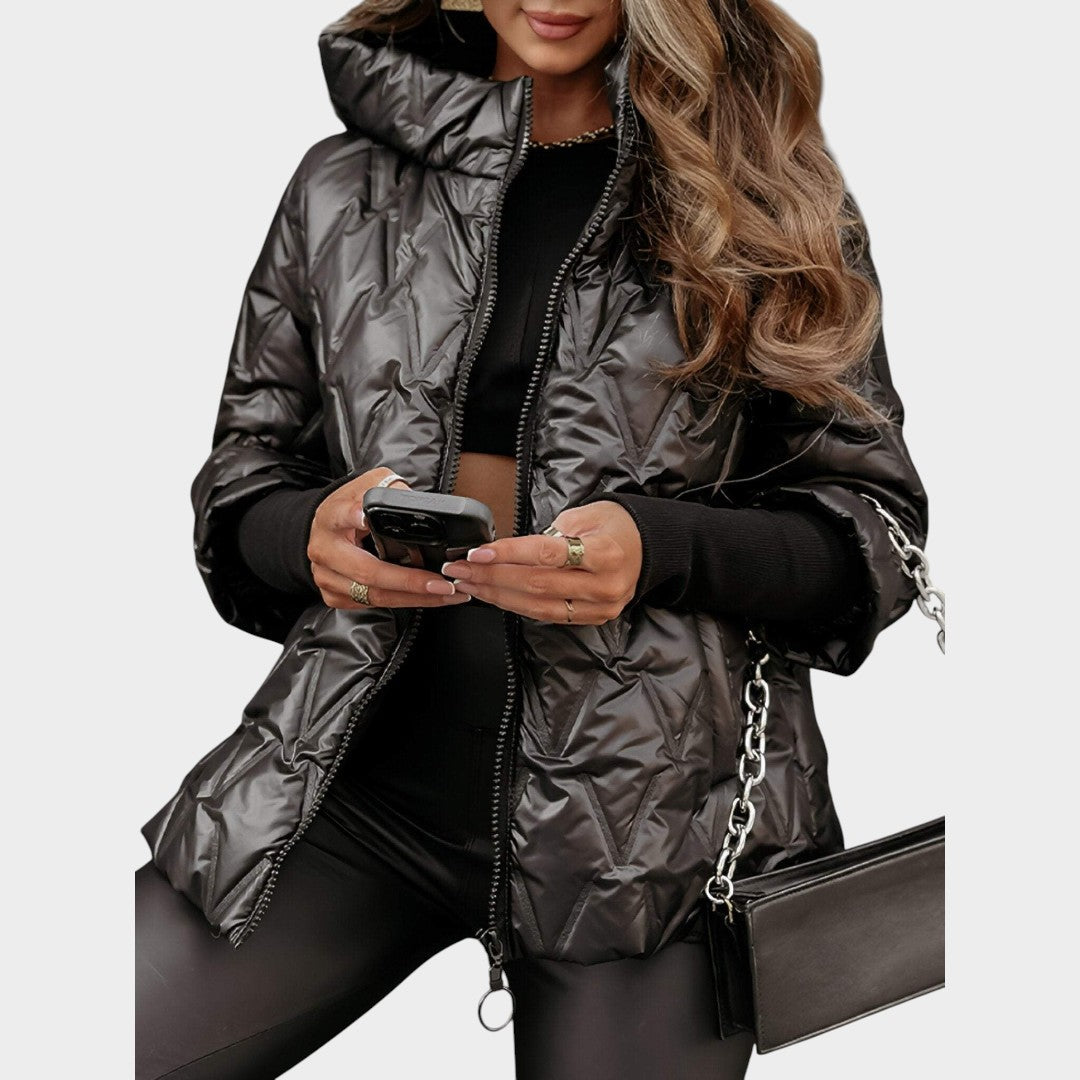 Christina™ | Pataisytos stiliaus striukė su gobtuvu