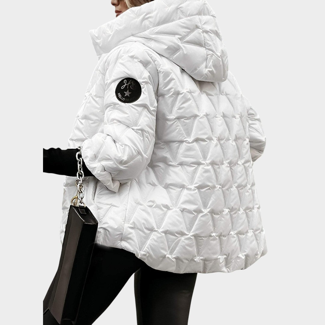 Christina™ | Pataisytos stiliaus striukė su gobtuvu