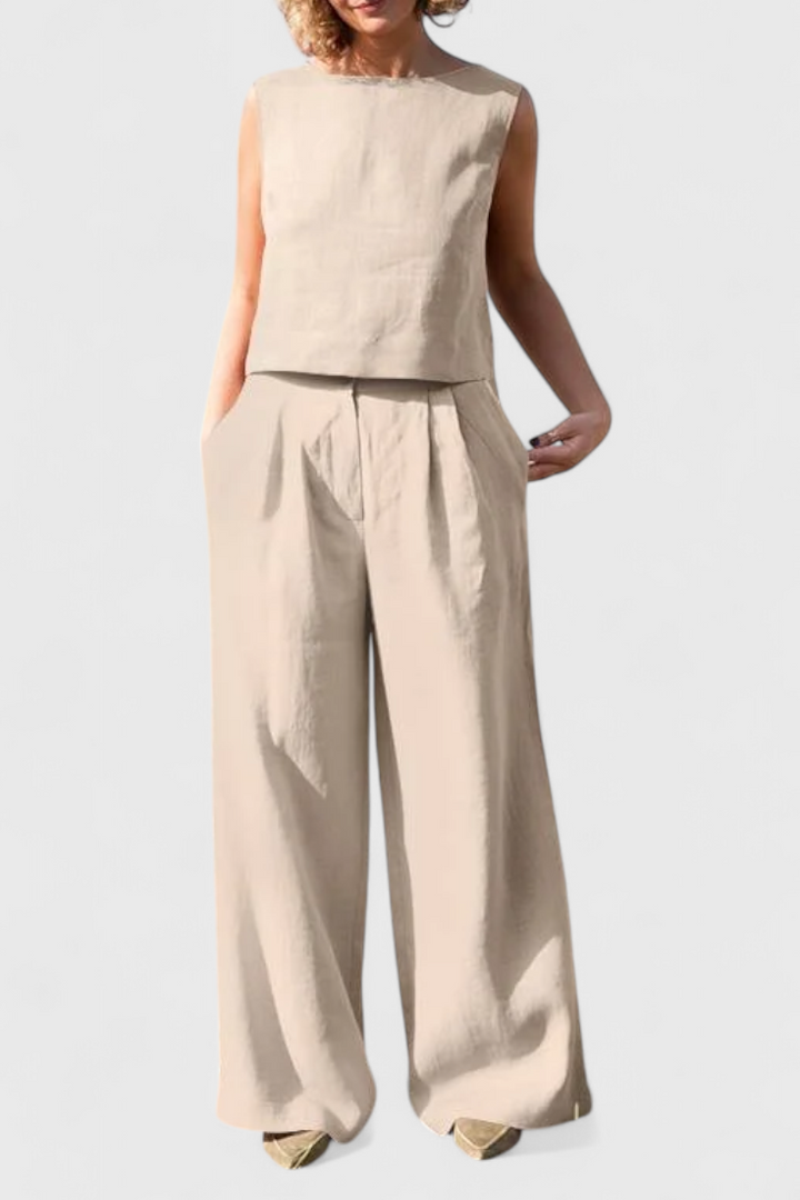 Conjunto Yvanne Vintage Sem Mangas para o Verão