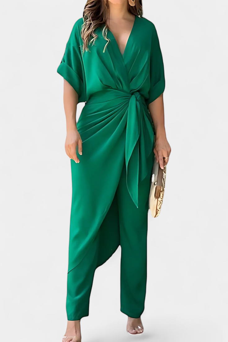 Conjunto Mayleen com Top Cruzado e Calças Retas