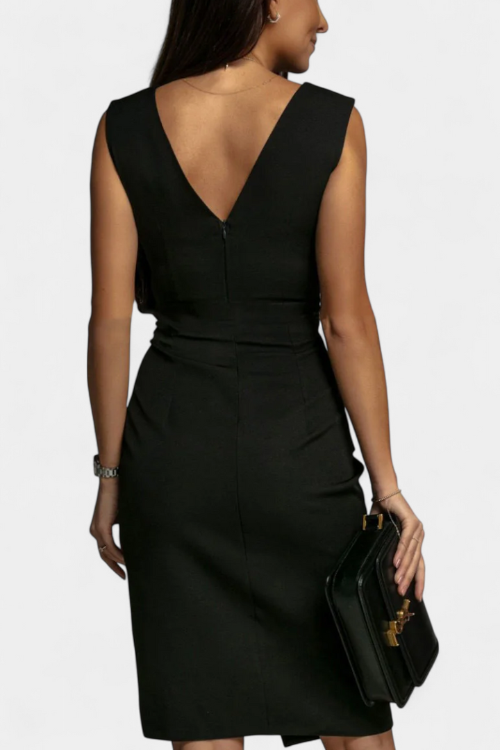 Vestido Justo Rosanna com Decote em V e Abertura Lateral