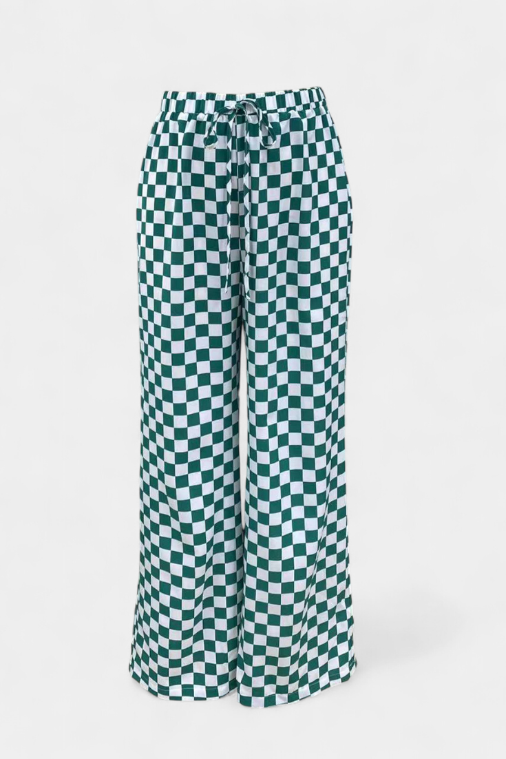 Calças de Pernas Largas Hilaria Platas com Quatro Linhas