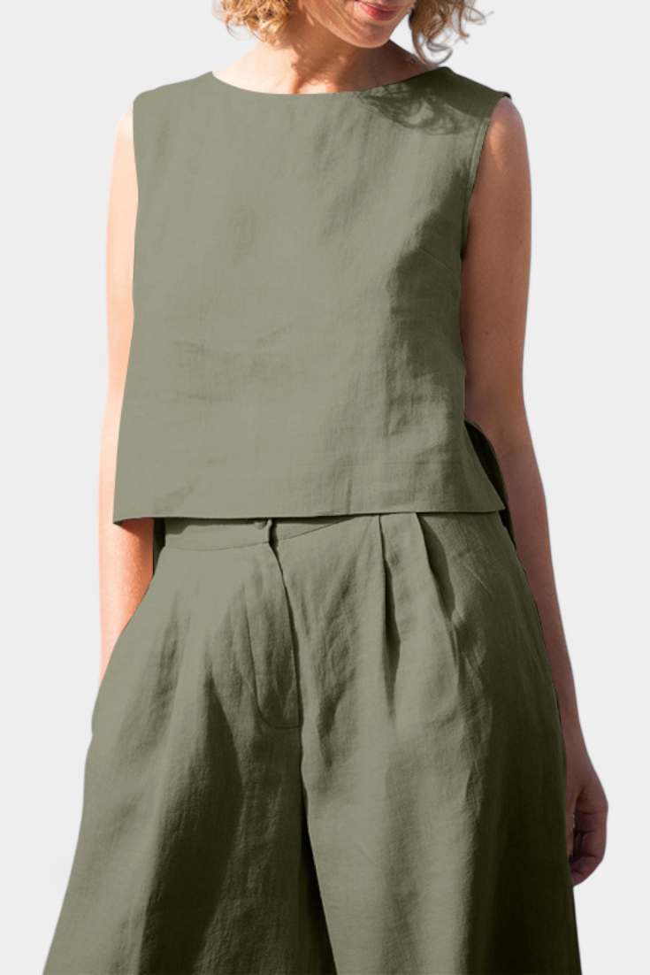 Conjunto Yvanne Vintage Sem Mangas para o Verão