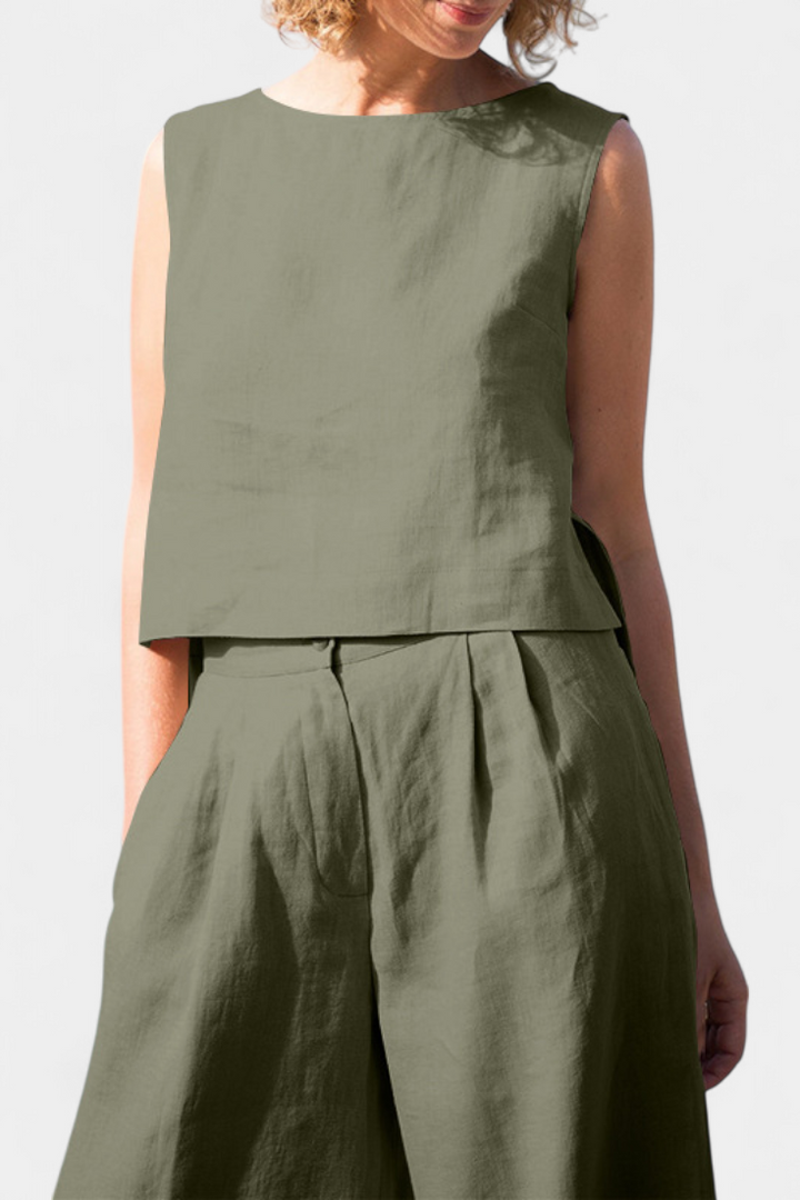 Conjunto Yvanne Vintage Sem Mangas para o Verão