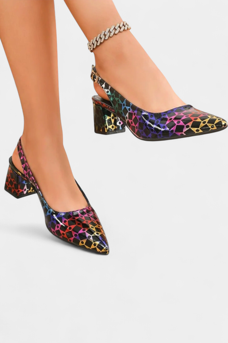Karthleen Biezie Sapatos de Salto com Padrão Geométrico