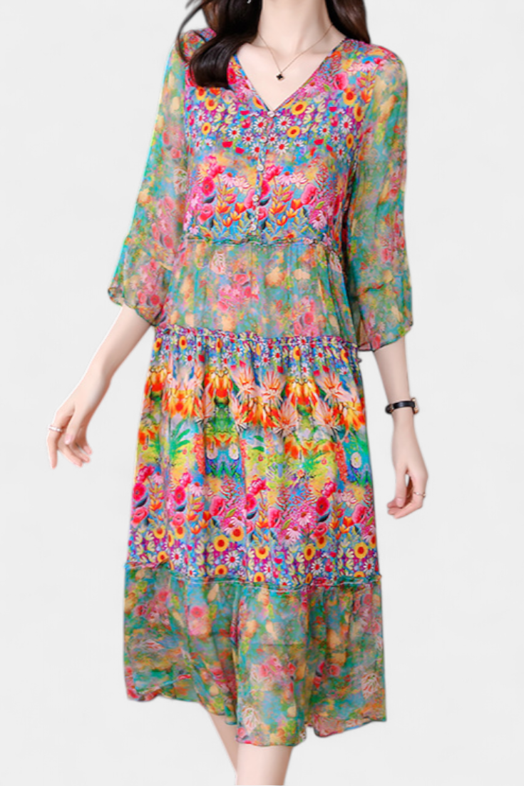 Vestido Midi Kate com Padrão Floral